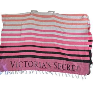 Victoria's Secret Cotton Striped Pink Blanket